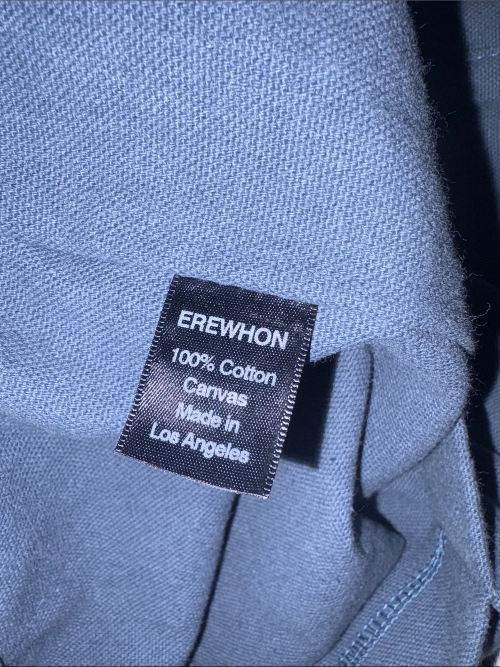 EREWHON stone blue Canvas Tote Bag with white Logo